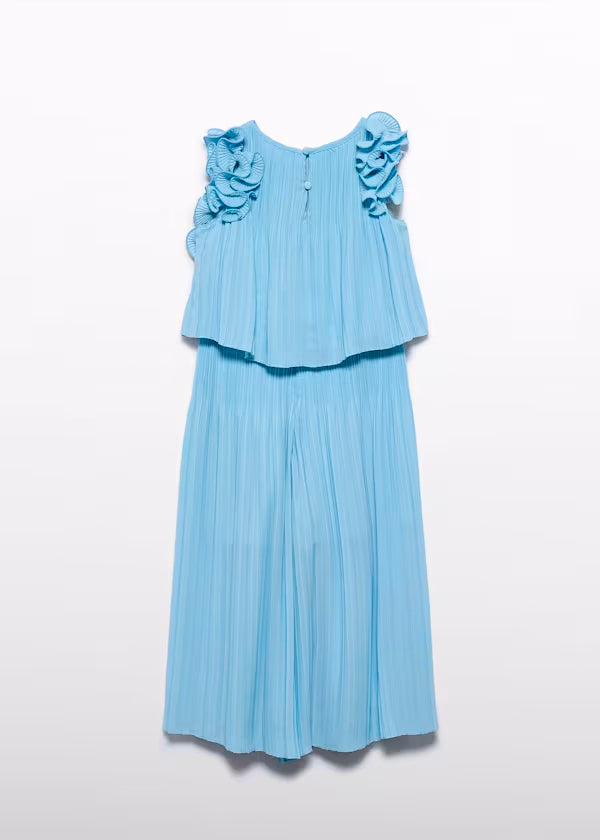 Conjunto Pantalón Gasa Plisada Azul Celeste