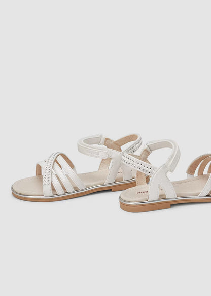 sandalias strass color blanco con cierre velcro