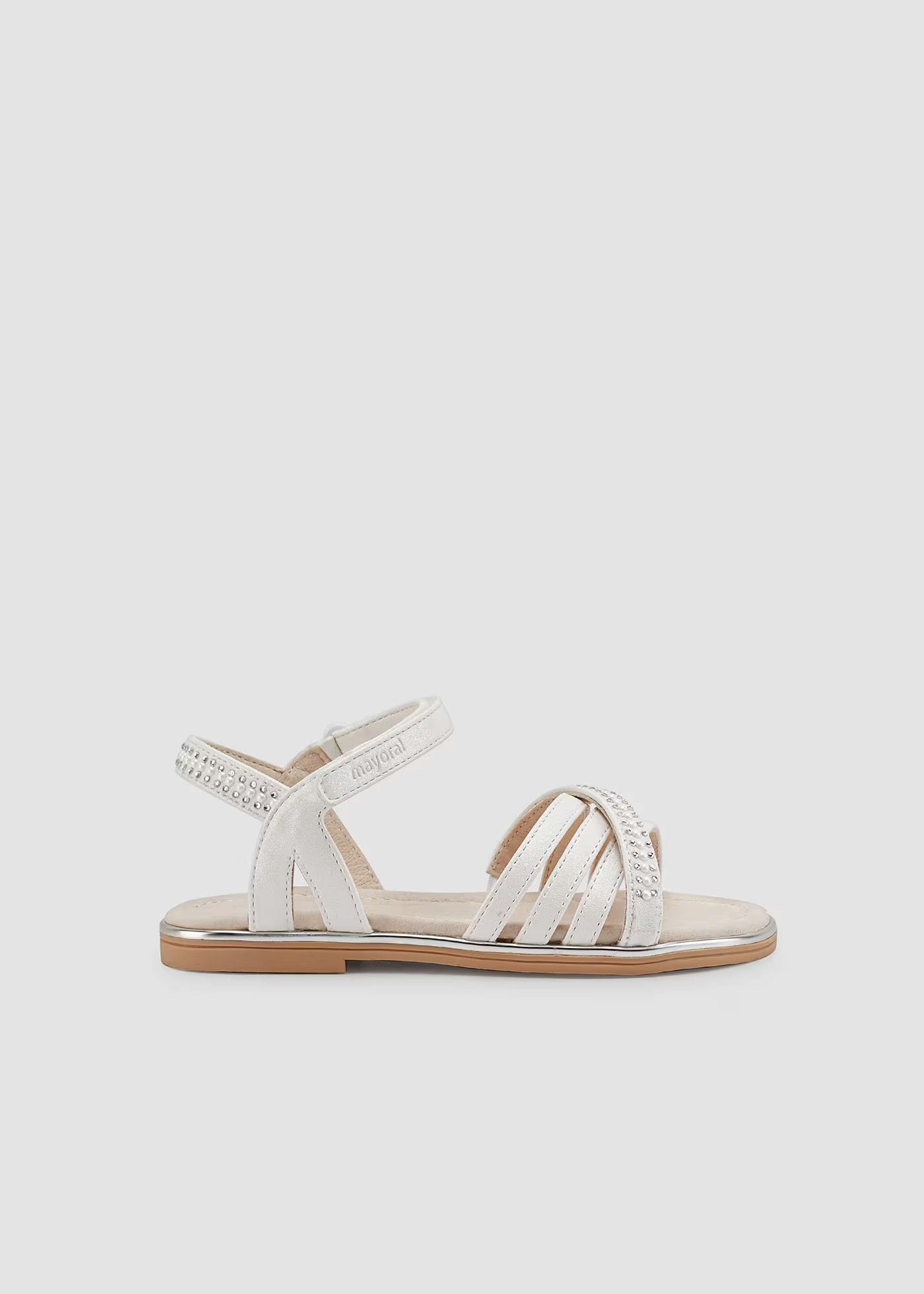 sandalias strass color blanco con cierre velcro
