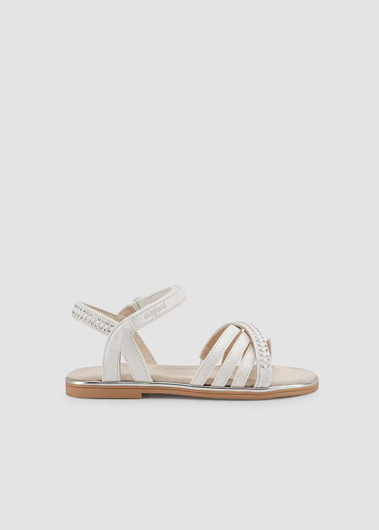 sandalias strass color blanco con cierre velcro