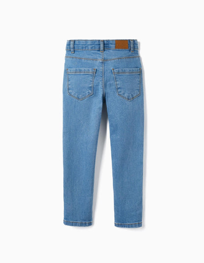 pantalón vaquero skinny azul claro. denim de algodón, zippy