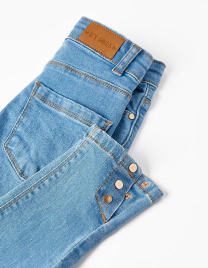 pantalón vaquero skinny azul claro. denim de algodón, zippy
