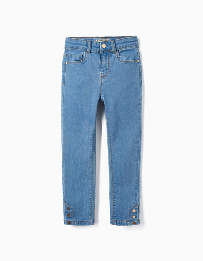 pantalón vaquero skinny azul claro. denim de algodón, zippy
