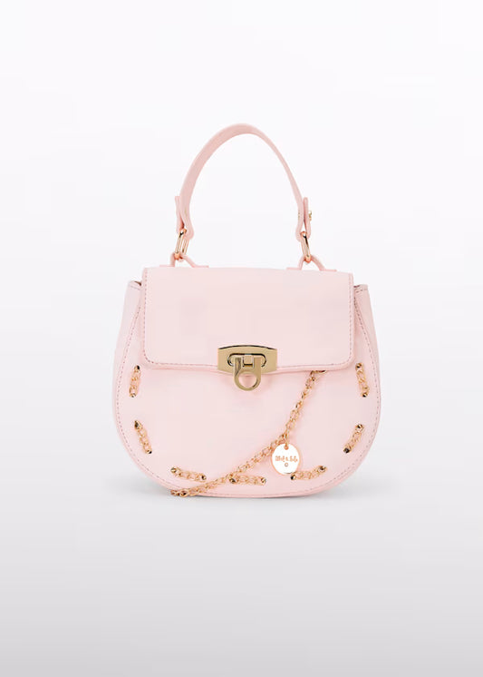 bolso rosa peonia, detalle dorado