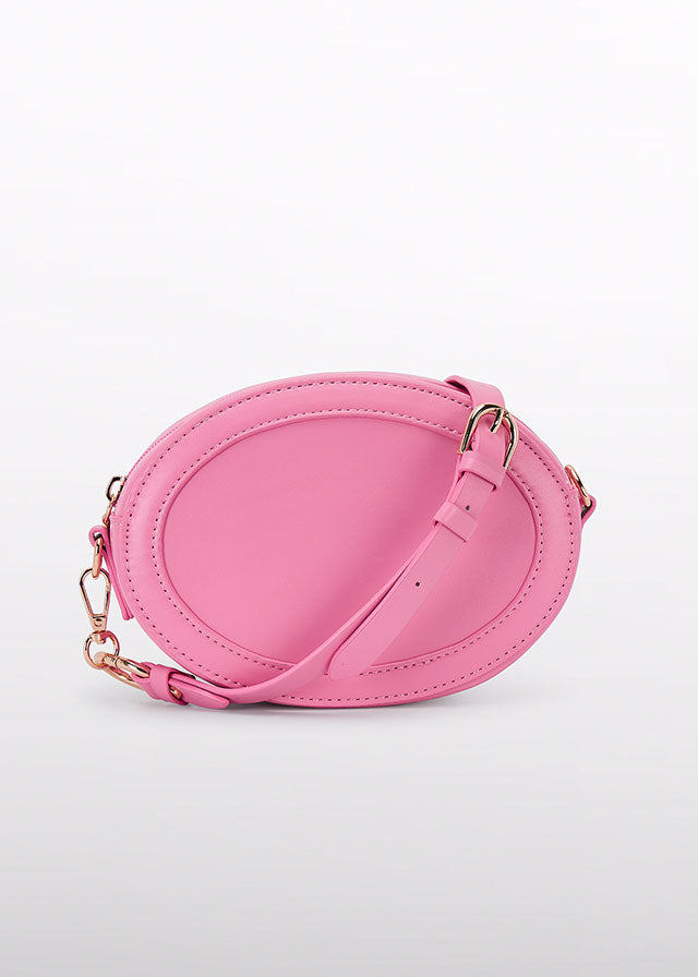 Bolso ovalado fucsia logo relieve