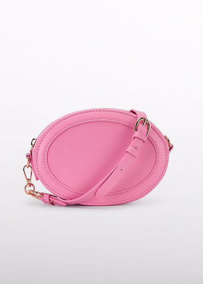 Bolso ovalado fucsia logo relieve
