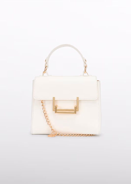 Bolso Solapa Color Nata, hebilla dorada