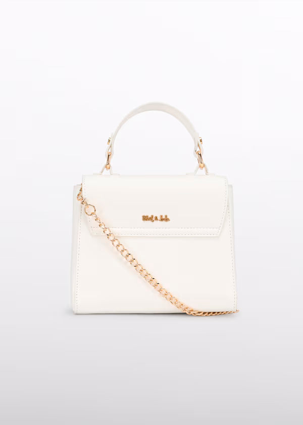 Bolso Solapa Color Nata, hebilla dorada