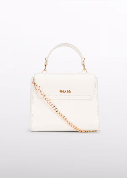 Bolso Solapa Color Nata, hebilla dorada