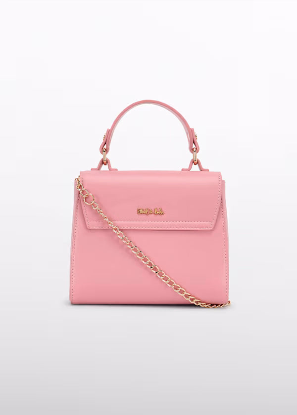 Bolso Solapa Color Rosa, hebilla dorada