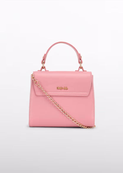 Bolso Solapa Color Rosa, hebilla dorada
