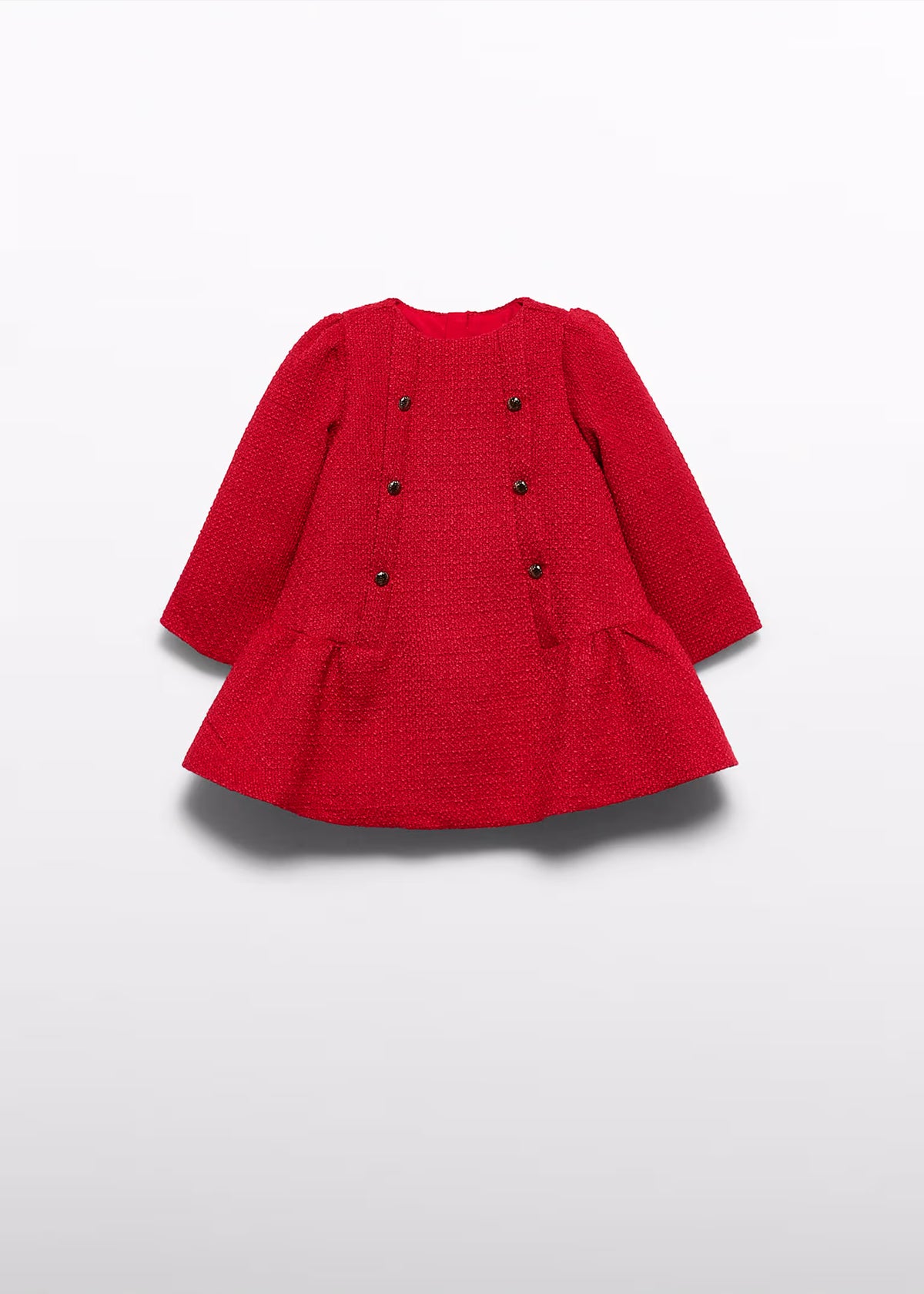 Vestido tweed rojo con botones