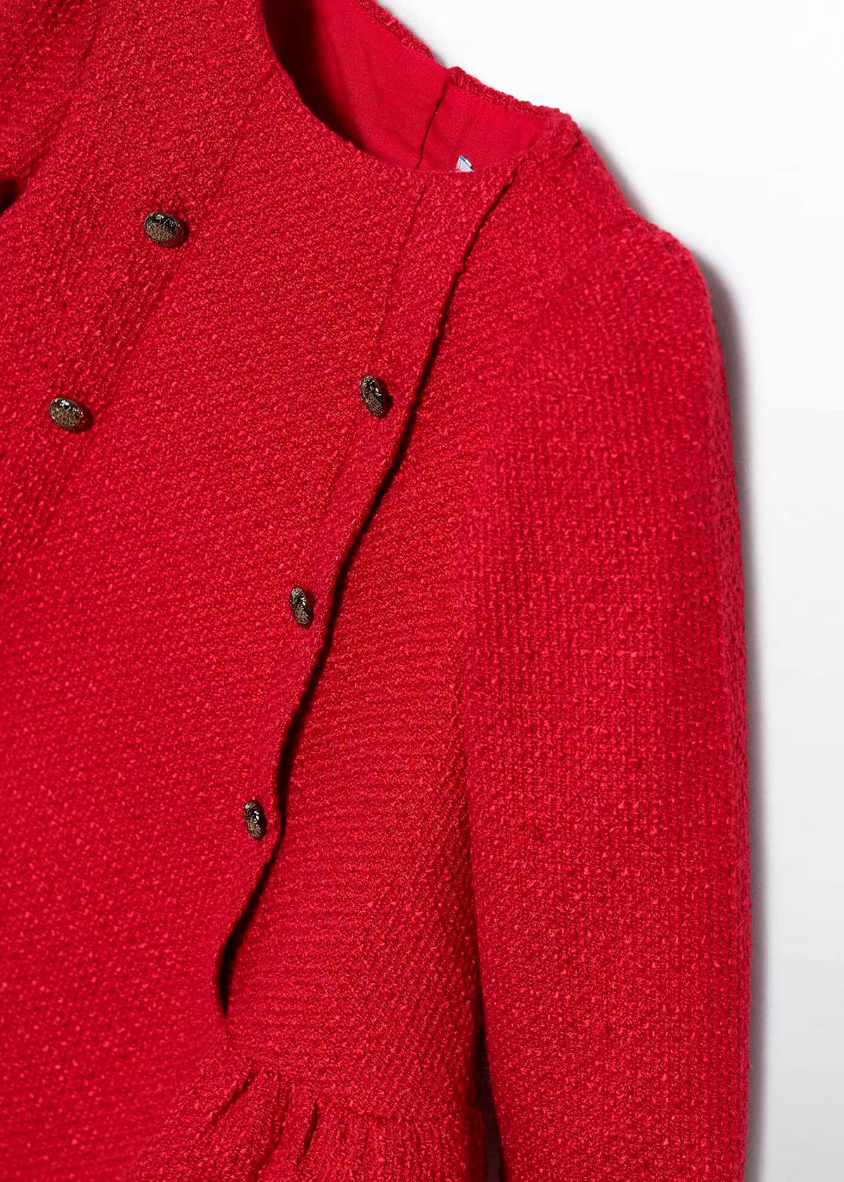 Vestido tweed rojo con botones
