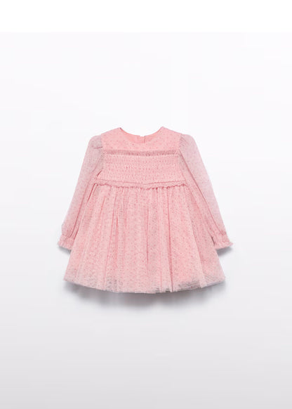 Vestido Tul Glitter Rosa Pétalo