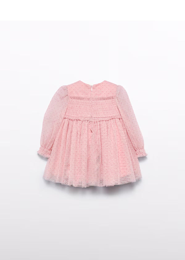 Vestido Tul Glitter Rosa Pétalo