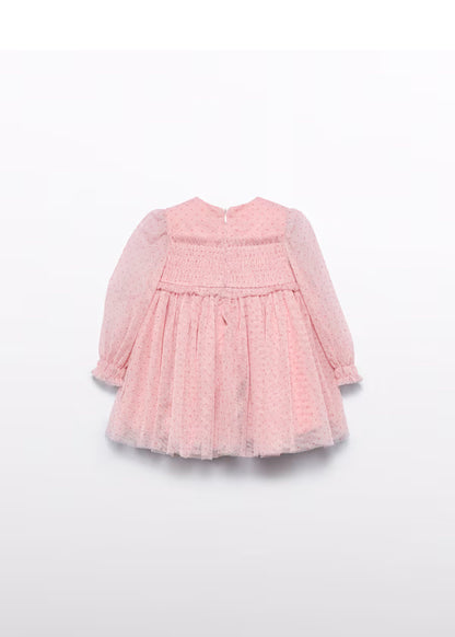 Vestido Tul Glitter Rosa Pétalo