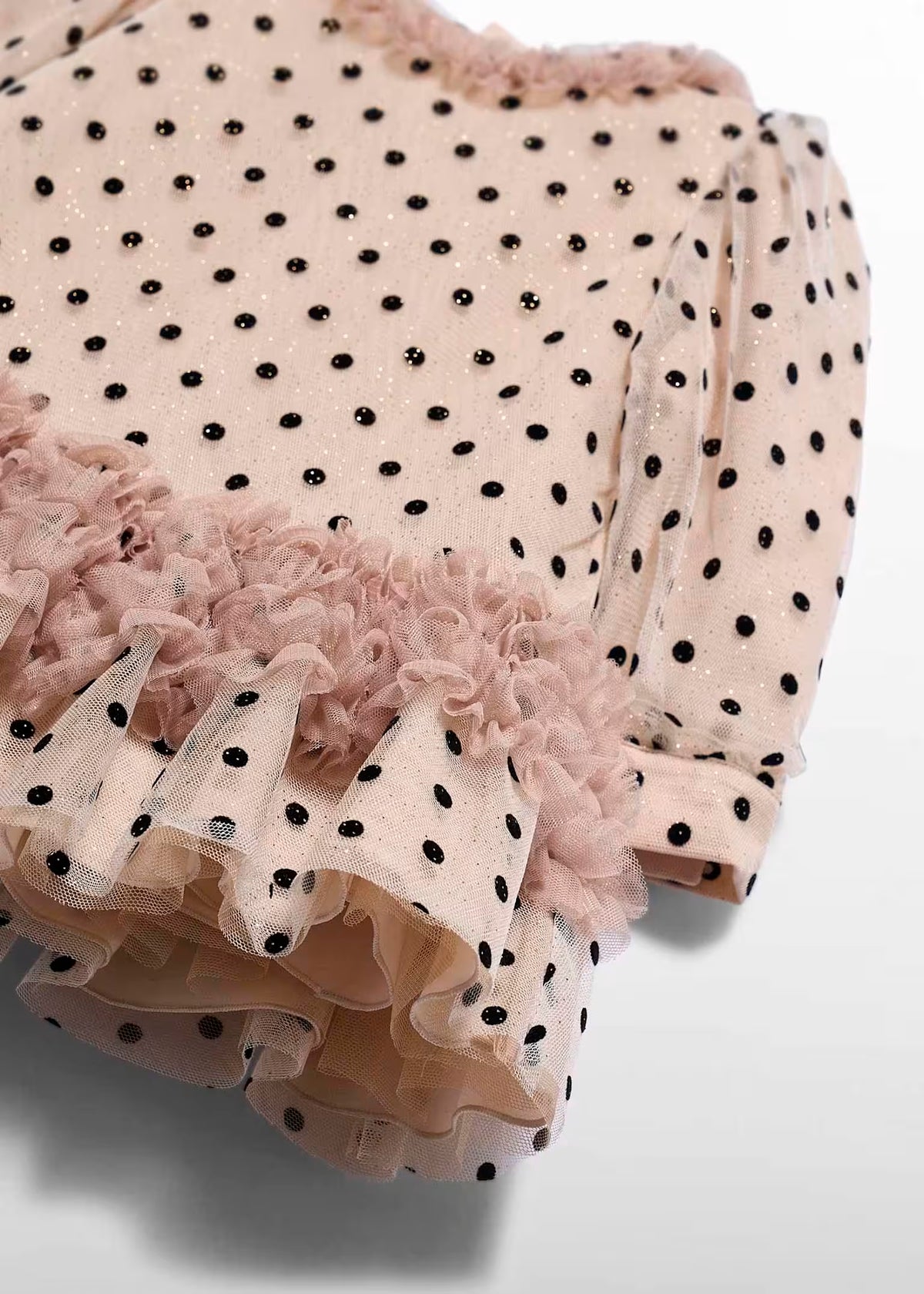 Vestido tul lunares mazapán
