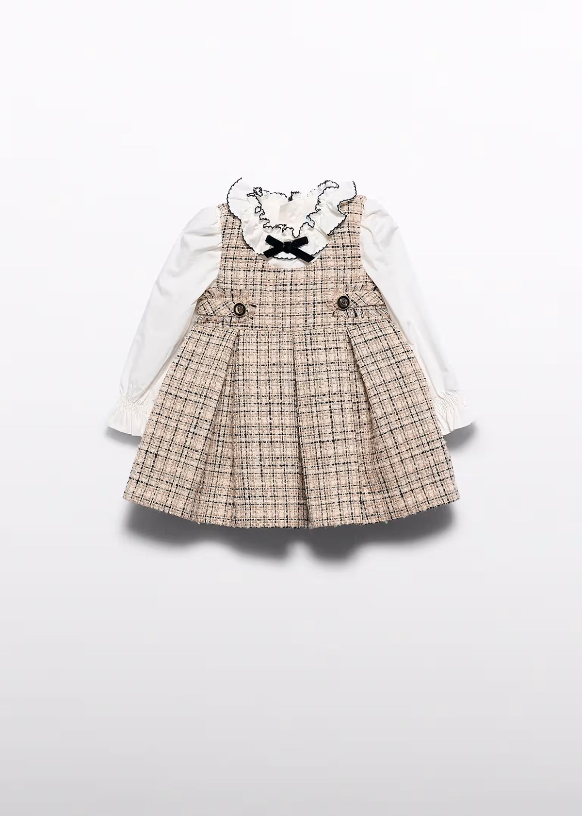Vestido pichi tweed cuadros mazapán
