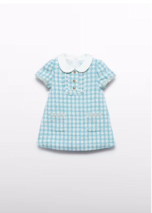 PREVENTA Vestido Cuadros Lurex Agua