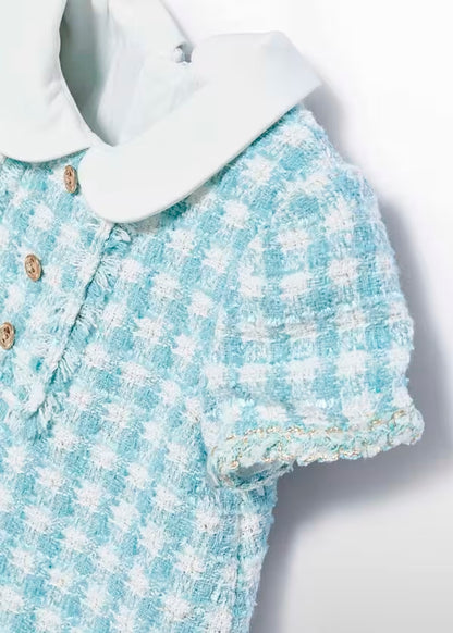 Vestido Cuadros Lurex Agua