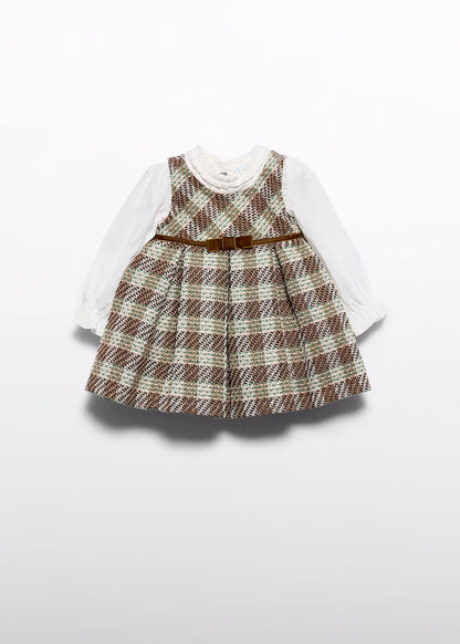 Vestido de cuadros vichy mazapán