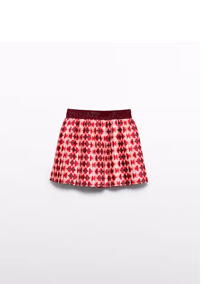 PREVENTA Conjunto jersey rojo con volantes y falda plisada estampado