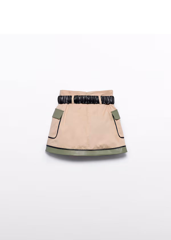 PREVENTA Conjunto Falda polipiel  jersey botones en las mangas