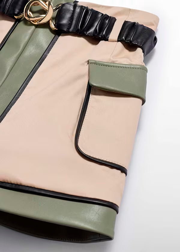 PREVENTA Conjunto Falda polipiel  jersey botones en las mangas