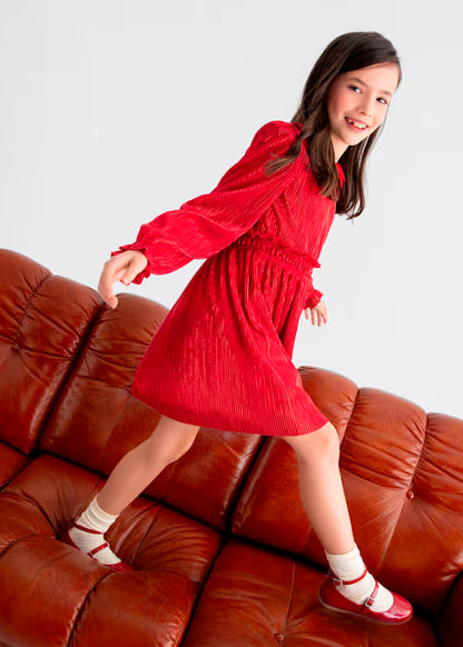 PREVENTA Vestido Punto Plisado color rojo