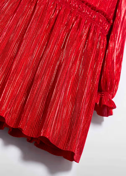 PREVENTA Vestido Punto Plisado color rojo