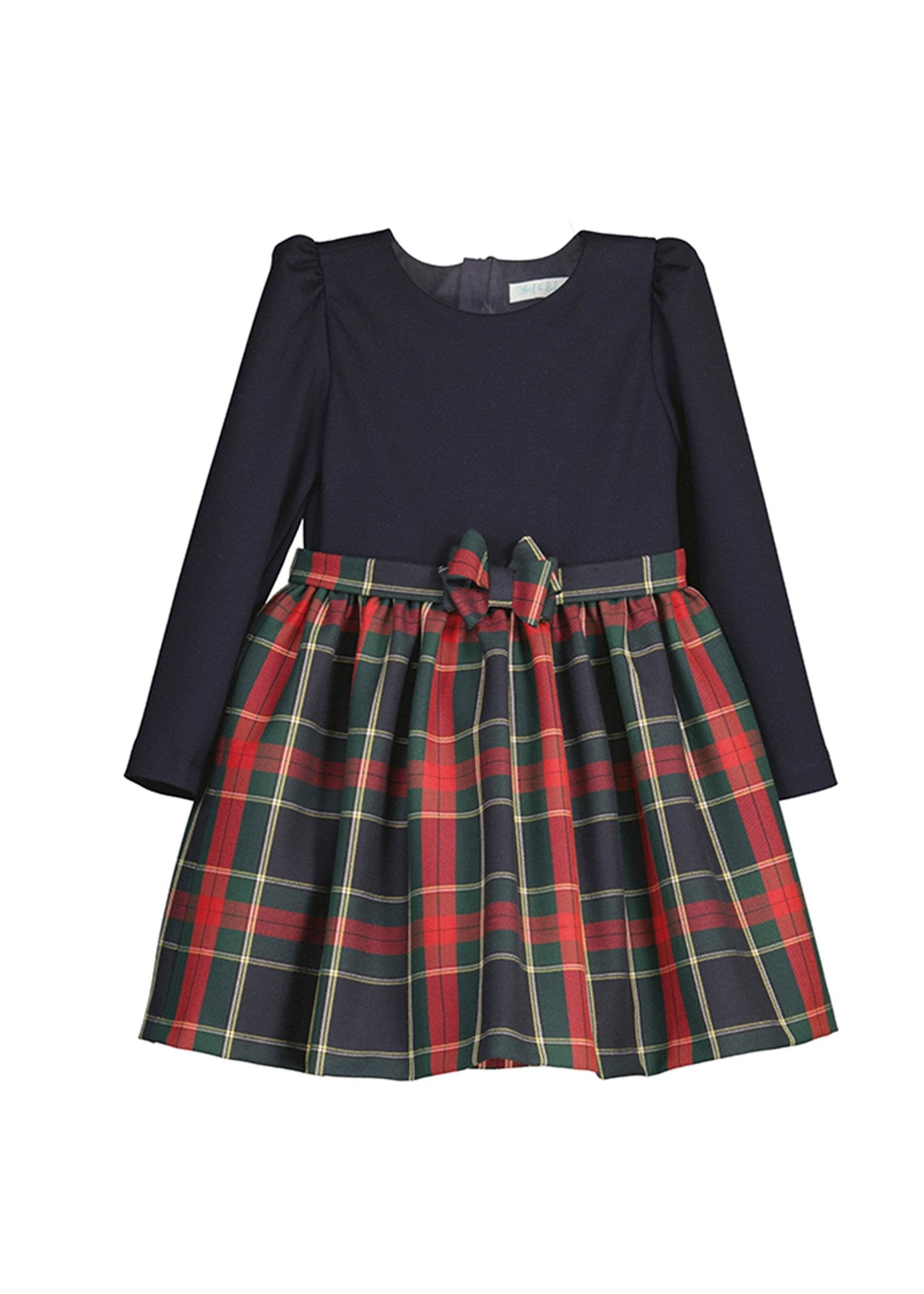 vestido marino cuadros combinados