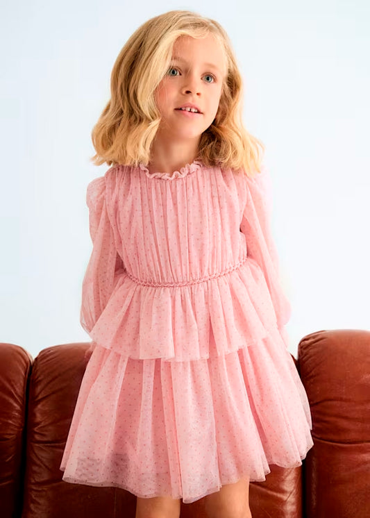 PREVENTA Vestido Tul Glitter rosa pétalo