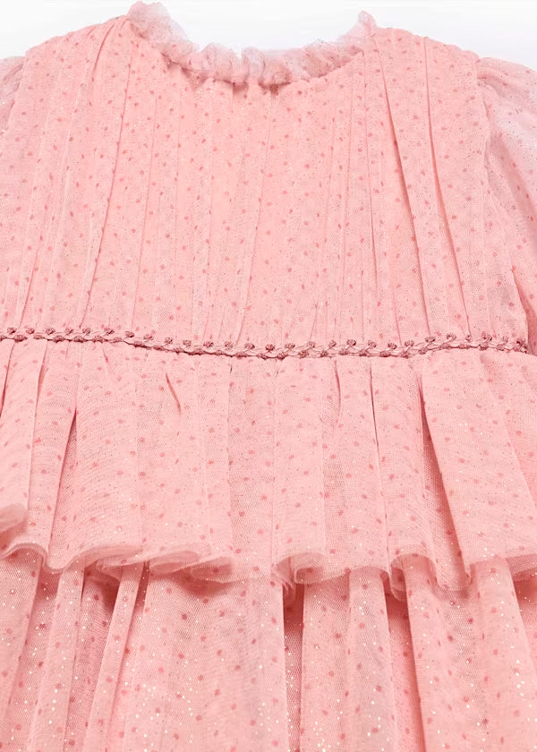 PREVENTA Vestido Tul Glitter rosa pétalo