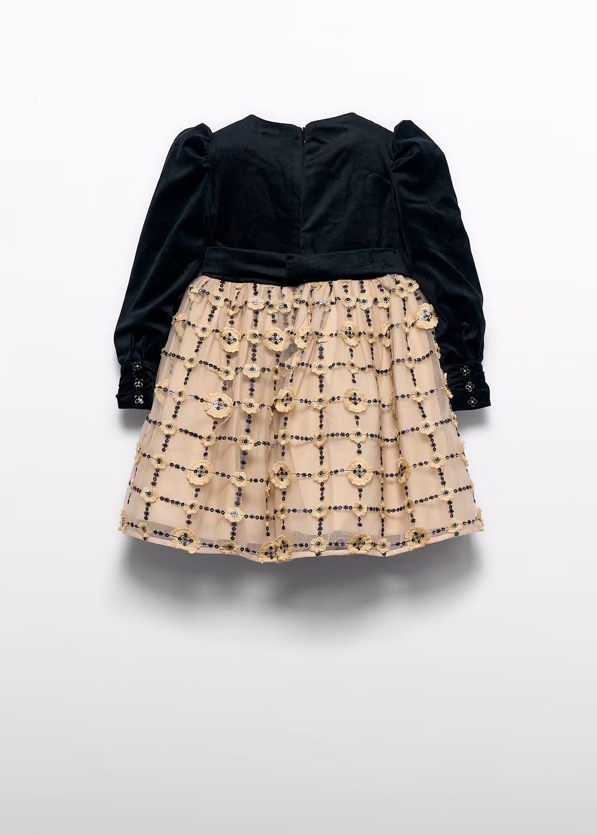 Vestido tul bordado peto terciopelo negro