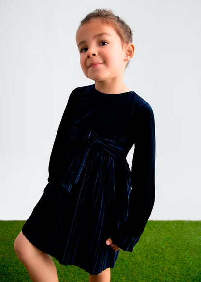 PREVENTA Vestido Terciopelo Plisado azul navy