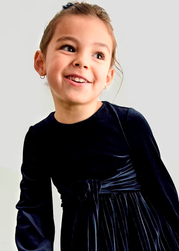 PREVENTA Vestido Terciopelo Plisado azul navy