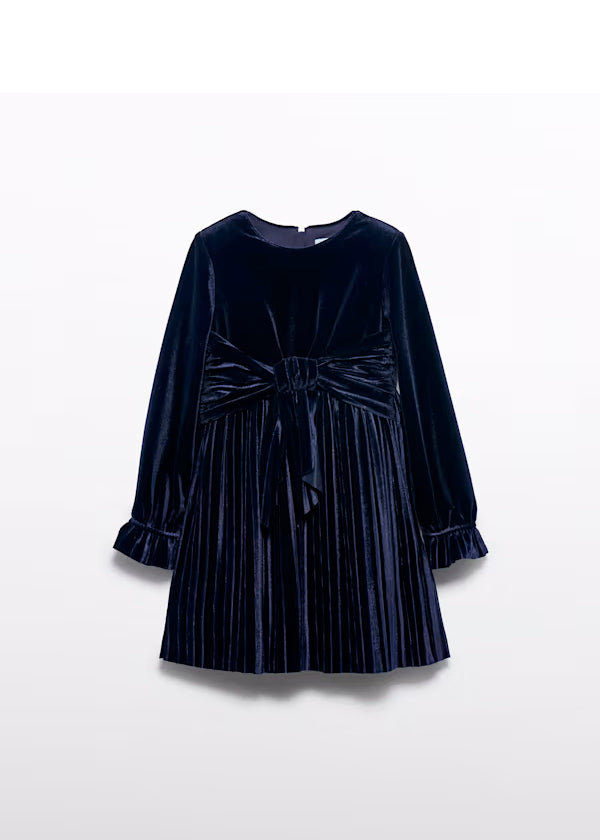 PREVENTA Vestido Terciopelo Plisado azul navy