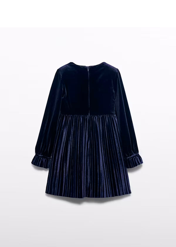 PREVENTA Vestido Terciopelo Plisado azul navy