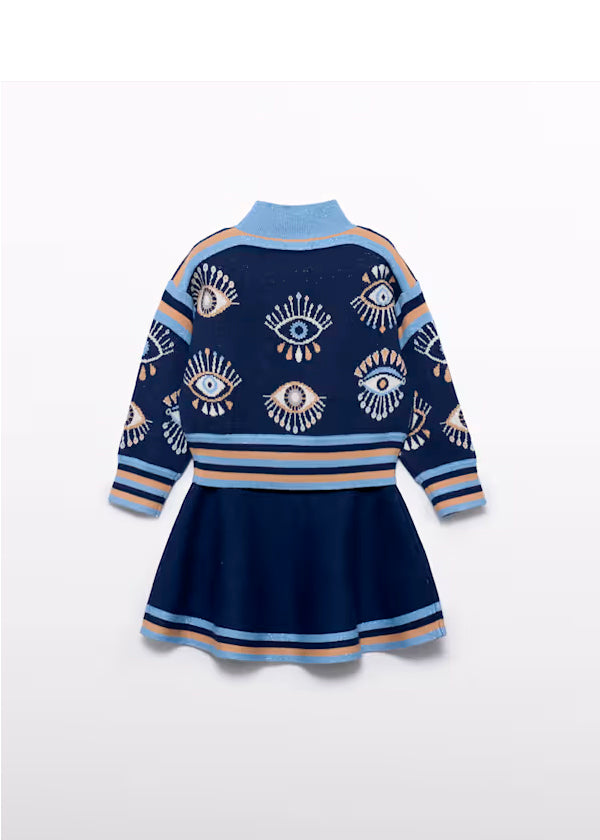 PREVENTA Conjunto falda tricot estampado ojos color navy