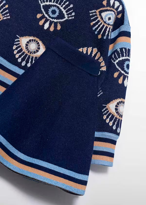 PREVENTA Conjunto falda tricot estampado ojos color navy