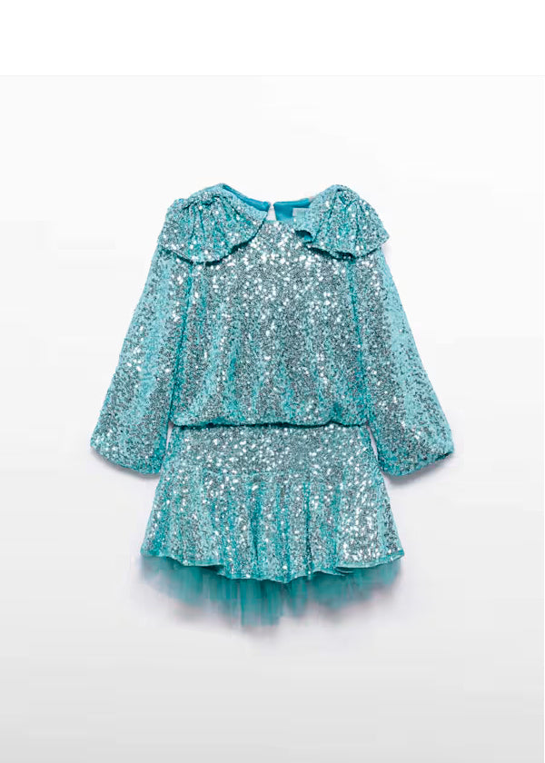 PREVENTA  Conjunto falda lentejuelas azul agua