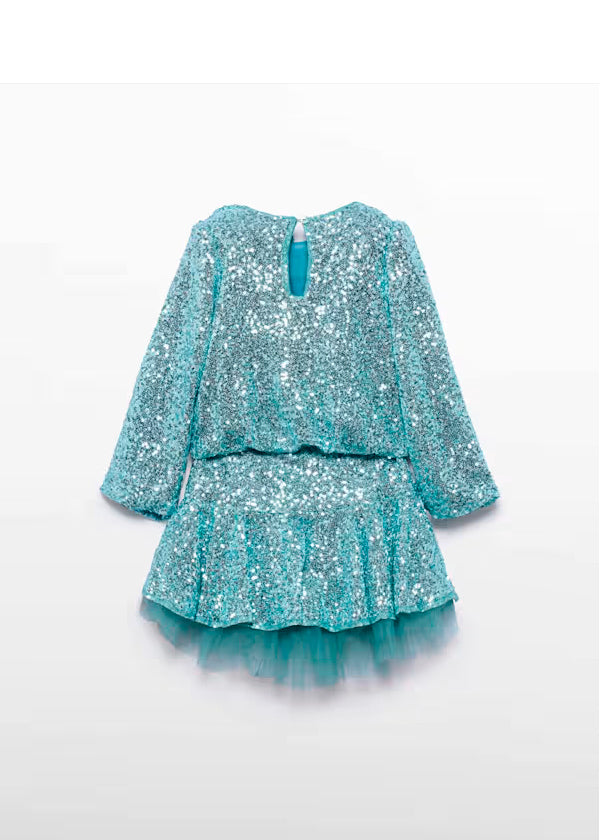 PREVENTA  Conjunto falda lentejuelas azul agua