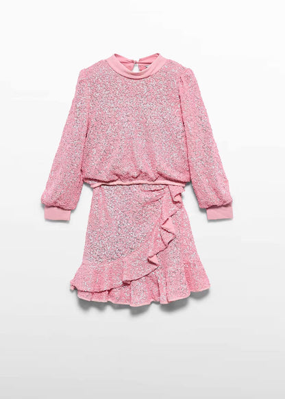 Conjunto falda lentejuelas rosa pétalo