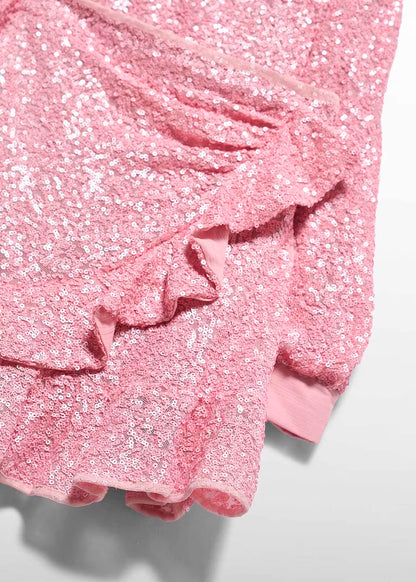 Conjunto falda lentejuelas rosa pétalo