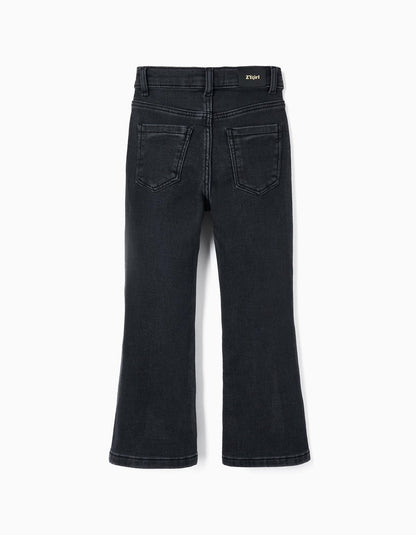 pantalón vaquero, denim negro, flare fit para niña. zippy.