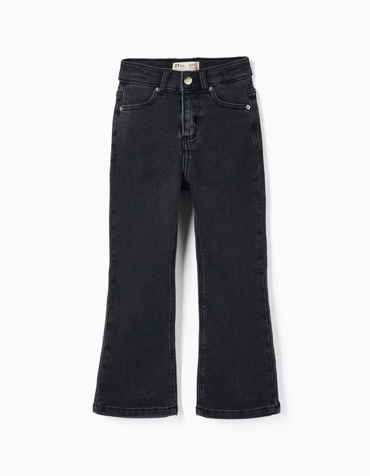 pantalón vaquero, denim negro, flare fit para niña. zippy.