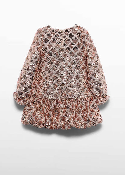Vestido lentejuelas rombos champagne