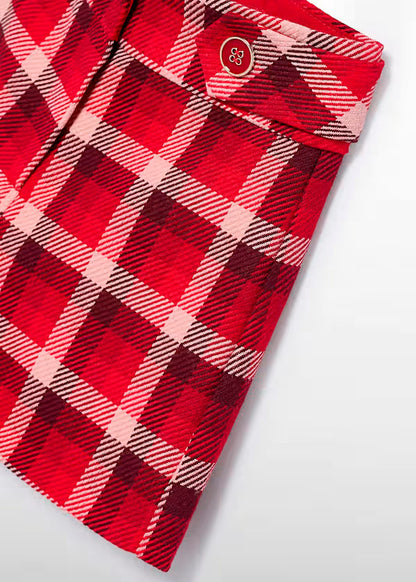 PREVENTA Conjunto jersey rojo  y falda cuadros rojo