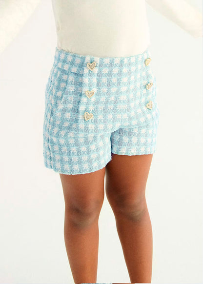 PREVENTA Conjunto camiseta con short a cuadros azules