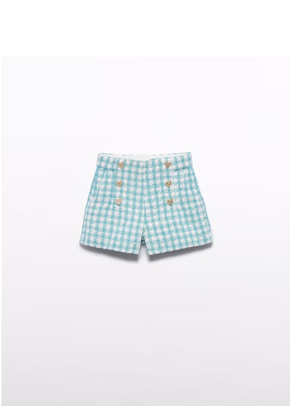 PREVENTA Conjunto camiseta con short a cuadros azules